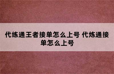 代练通王者接单怎么上号 代炼通接单怎么上号